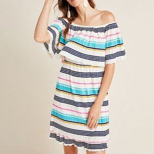 Anthropologie Bethany Striped Pleated Dress